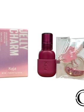 NIB KAJA Jelly Charm Glazed Lip Color Stain Blush Keychain 03 Berry Colada